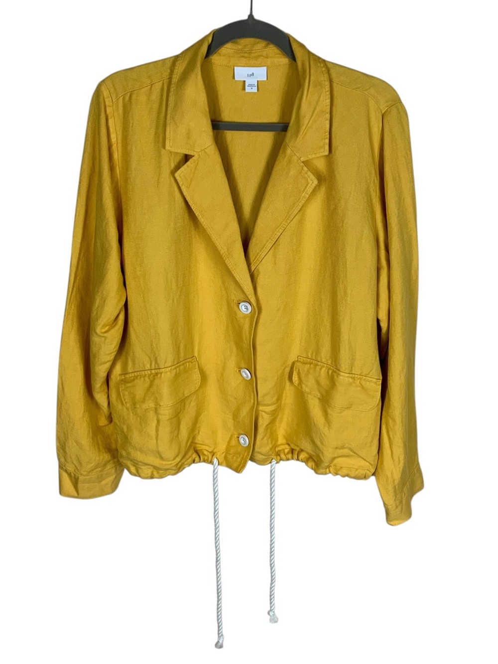 Women's J. Jill Yellow Linen Blend Long Sleeve Drawstring Waist Jacket Size M